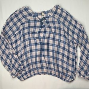 Seven 7 Plaid elastic hem top